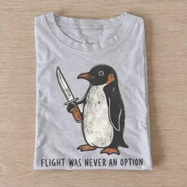 Flight was never an option penguin t shirt gray20pocketknife penguin.webp