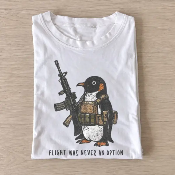 Flight was never an option penguin t shirt white20flightless fighter penguin.webp