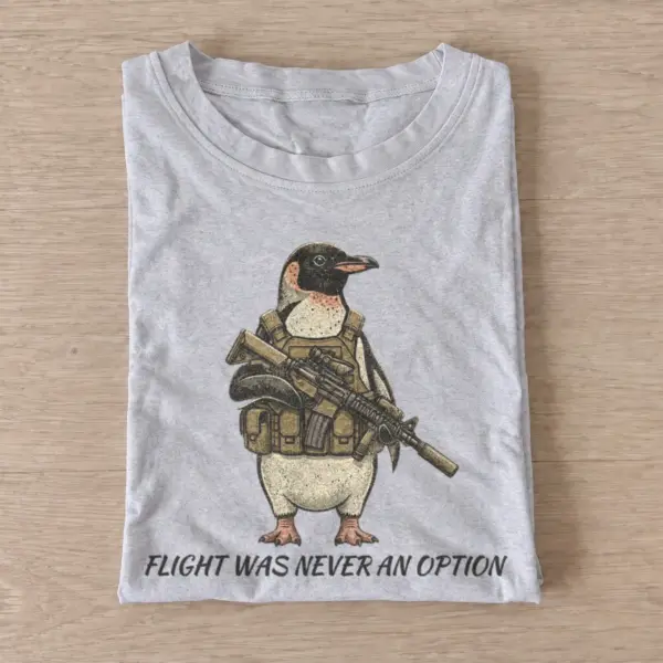 Flight was never an option soldier penguin t shirt gray20flightless soldier penguin.webp