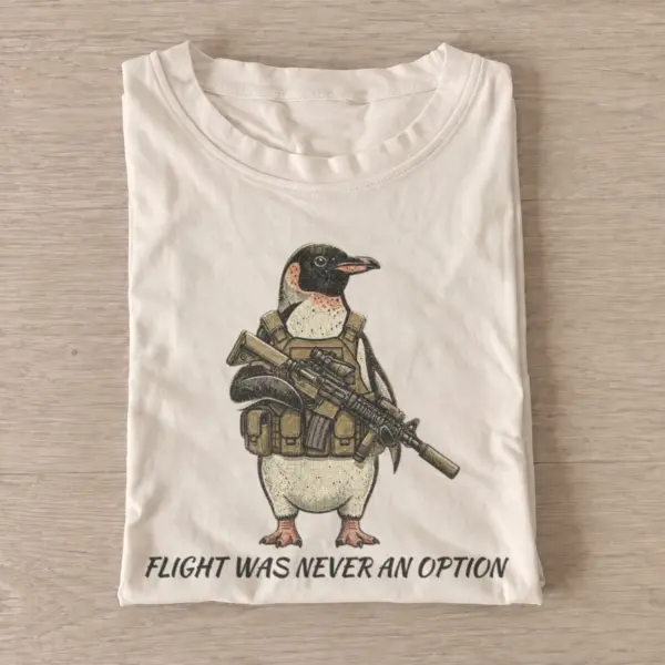 Flight was never an option soldier penguin t shirt sand20flightless soldier penguin.webp