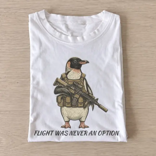 Flight was never an option soldier penguin t shirt white20flightless soldier penguin.webp
