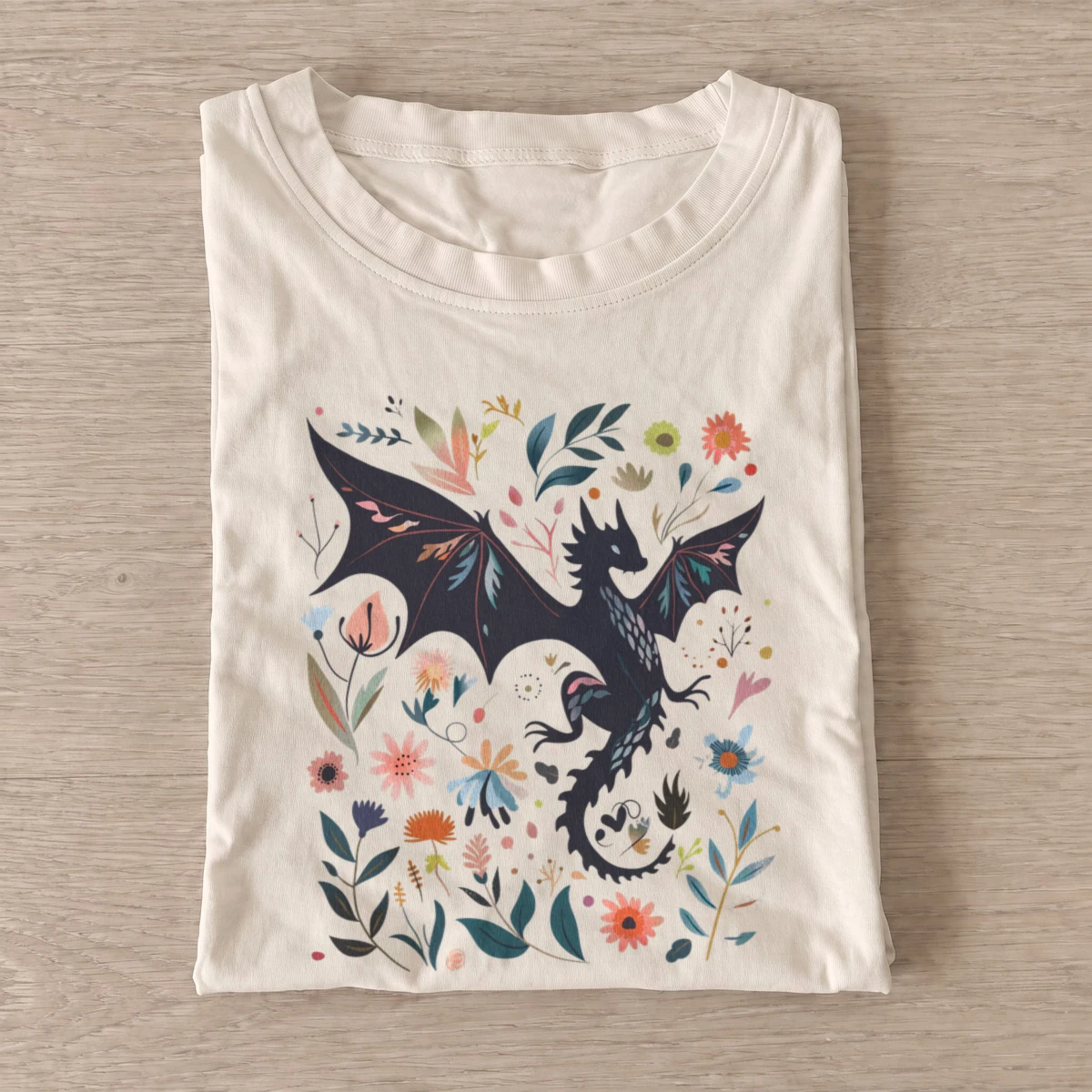 Floral dark dragon t shirt sand20floral dark dragon.webp