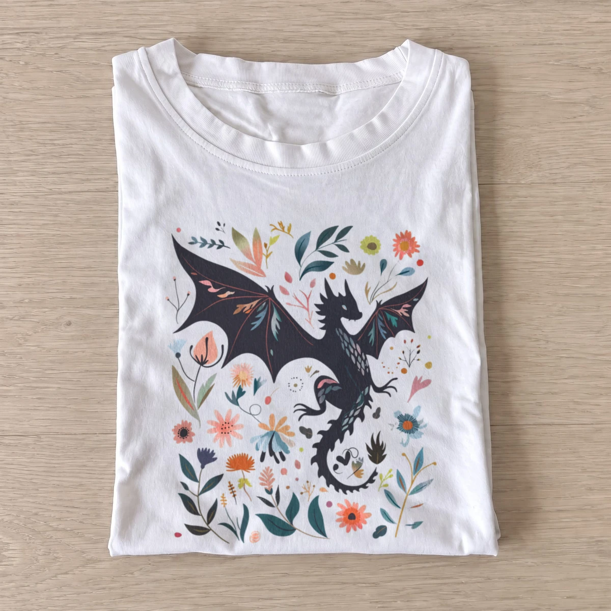 Floral dark dragon t shirt white20floral dark dragon.webp