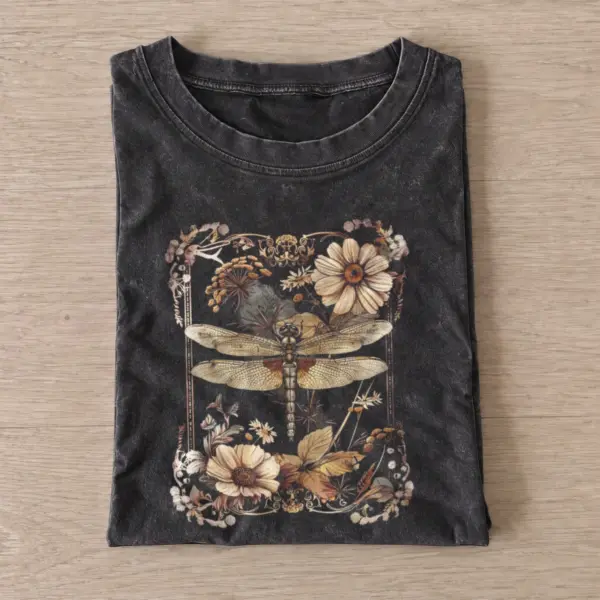 Floral dragonfly vintage t shirt washed20black20floral dragonfly.webp