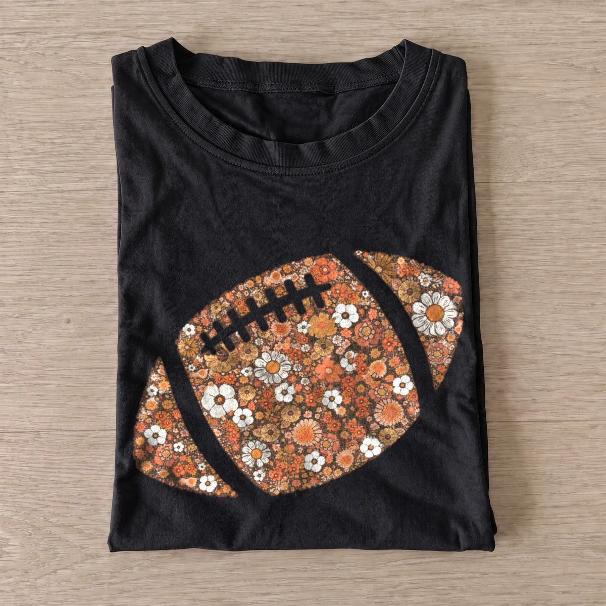 Floral football t shirt black20floral football.webp
