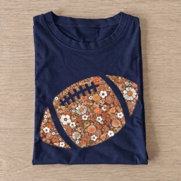 Floral football t shirt navy20floral football.webp
