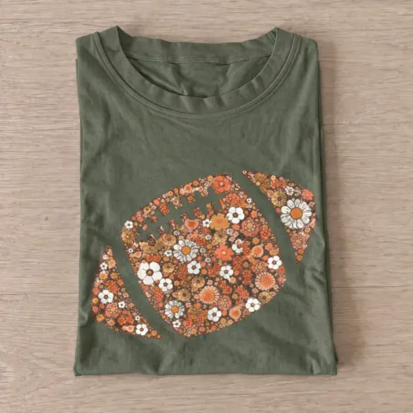 Floral football t shirt olive20floral football.webp