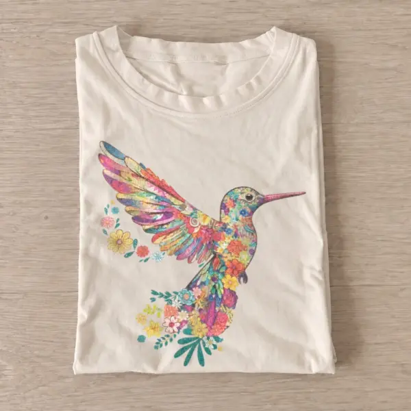 Floral hummingbird t shirt sand20floral hummingbird.webp