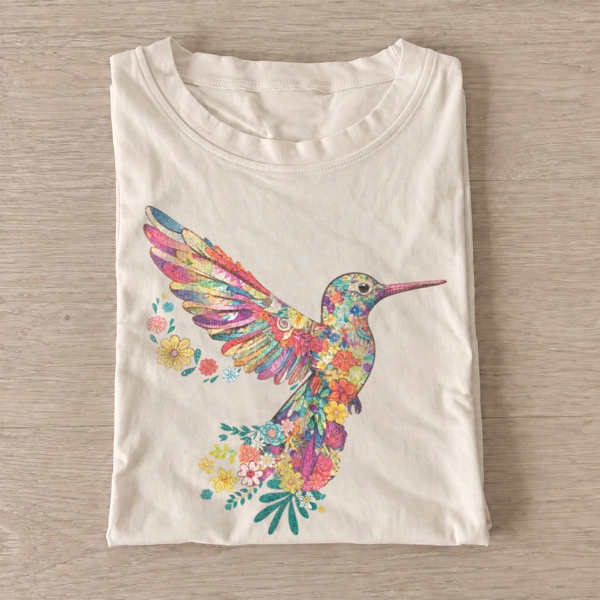 Floral hummingbird t shirt sand20floral hummingbird.webp