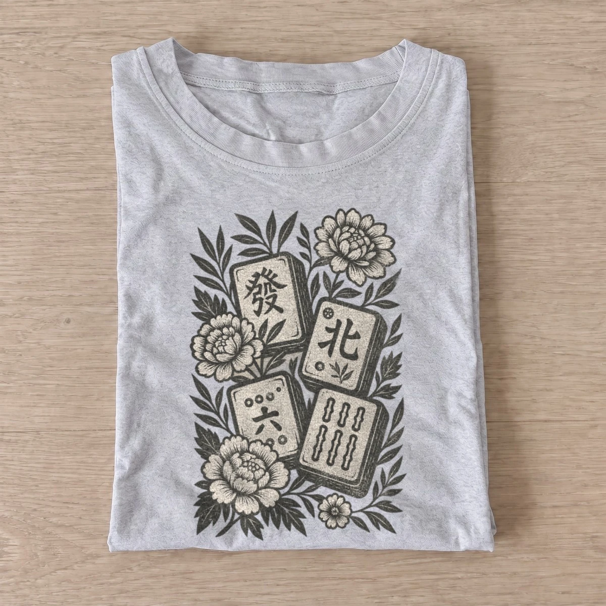 Floral mahjong t shirt gray20floral mahjong.webp