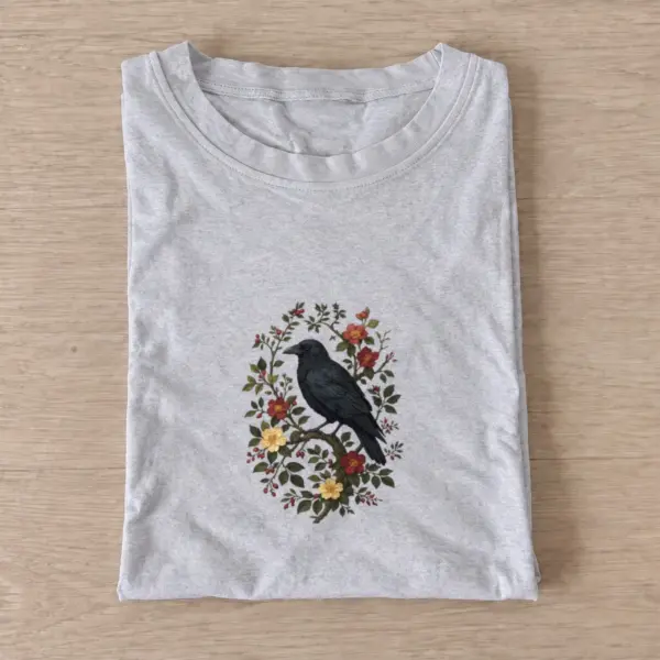 Floral raven t shirt gray20floral raven.webp