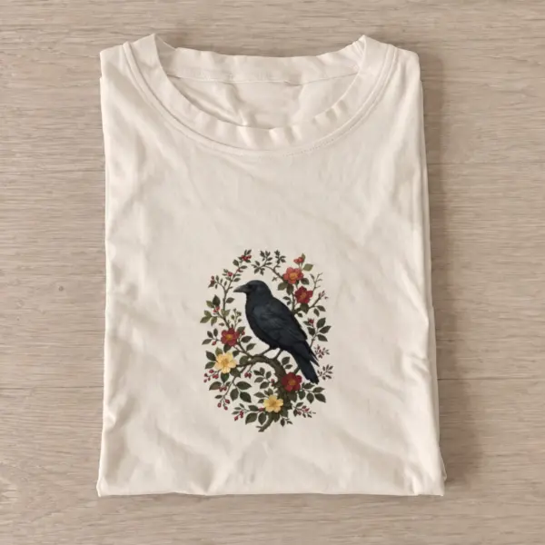 Floral raven t shirt sand20floral raven.webp