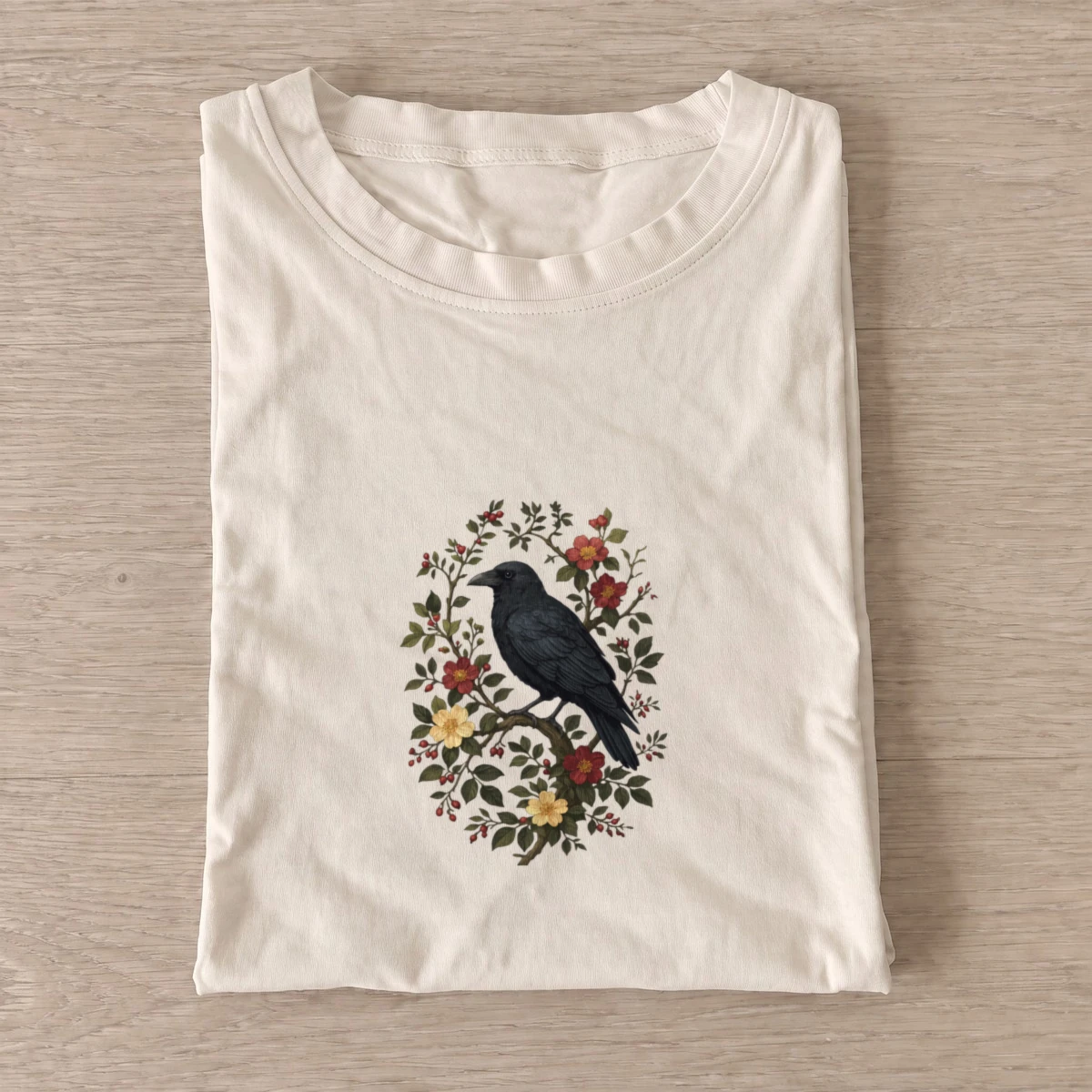 Floral raven t shirt sand20floral raven.webp