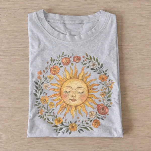Floral sun face t shirt gray20floral sun face.webp