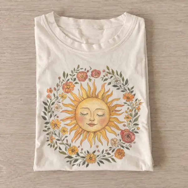 Floral sun face t shirt sand20floral sun face.webp
