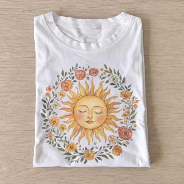 Floral sun face t shirt white20floral sun face.webp