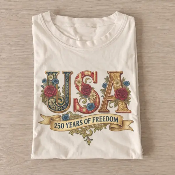 Floral usa 250 years of freedom t shirt sand20floral usa anniversary.webp
