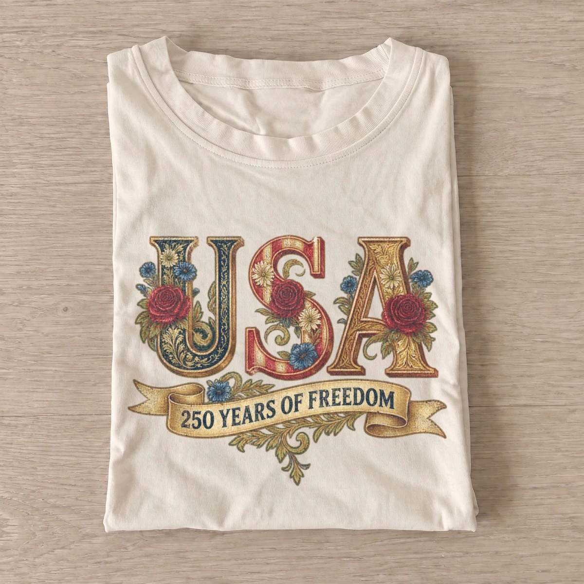 Floral usa 250 years of freedom t shirt sand20floral usa anniversary.webp