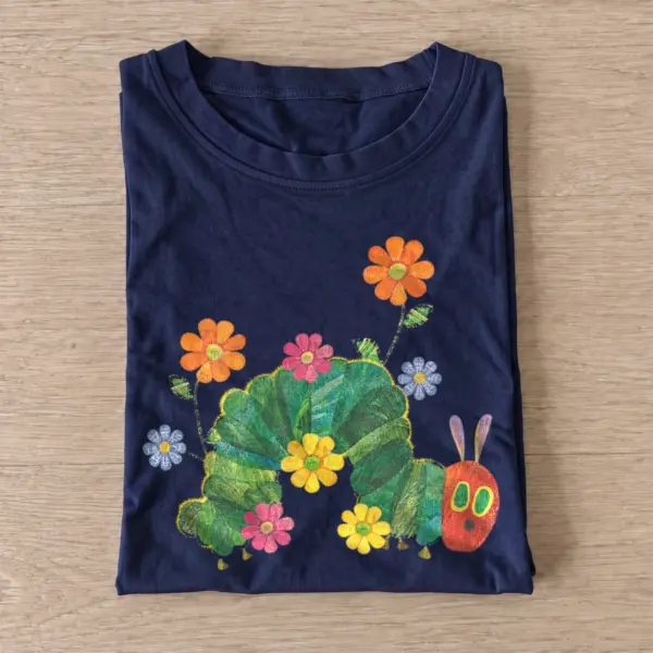 Flower caterpillar graphic t shirt navy20flower caterpillar.webp