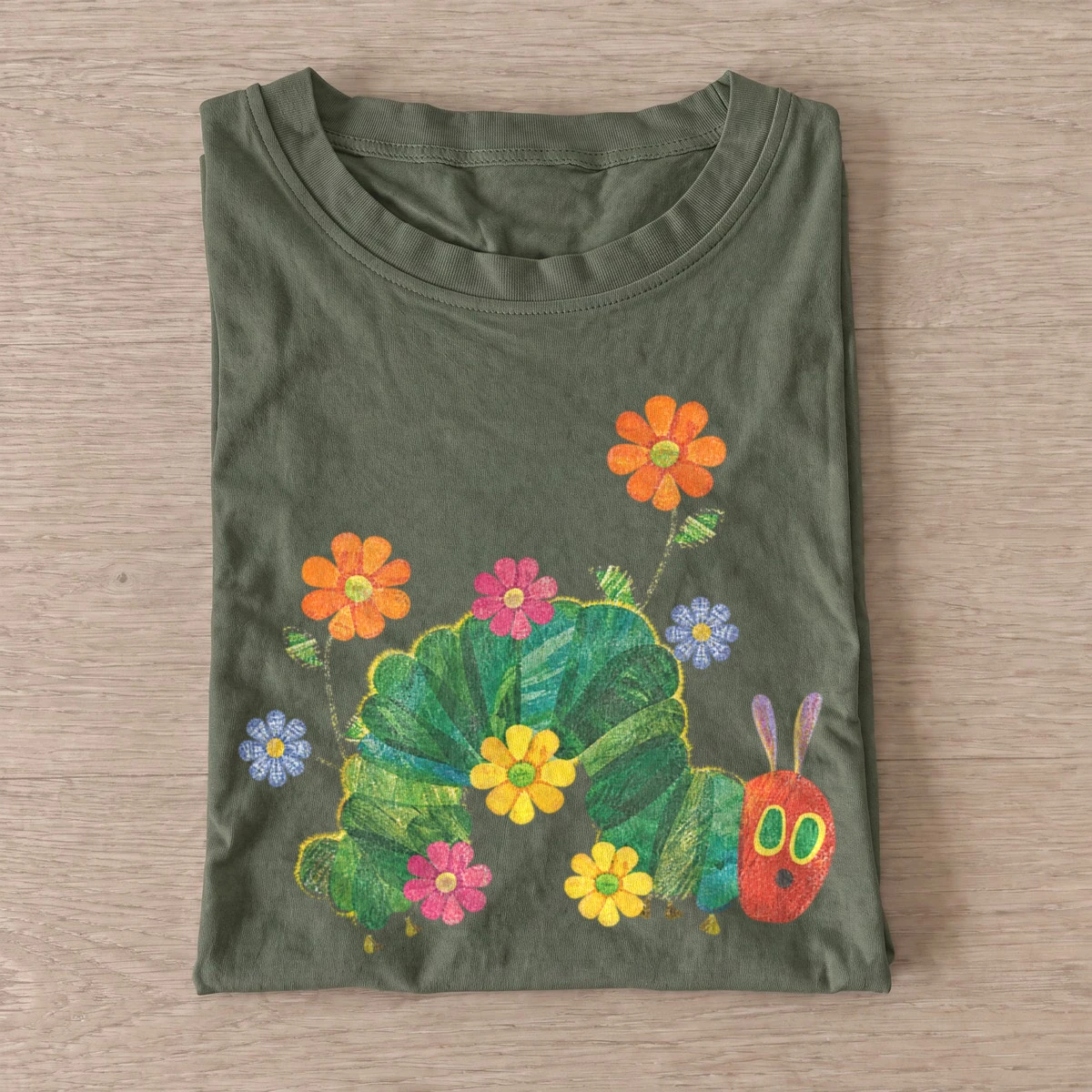 Flower caterpillar graphic t shirt olive20flower caterpillar.webp