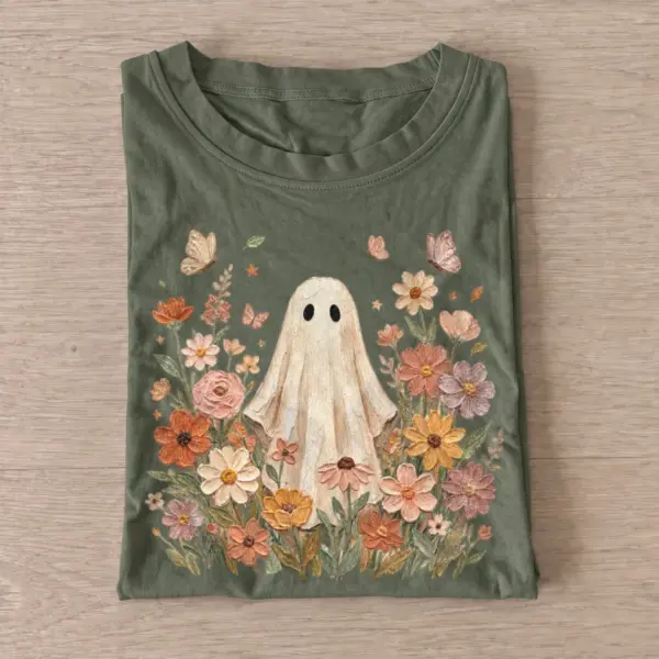 Flower garden ghost t shirt olive20flower garden ghost.webp