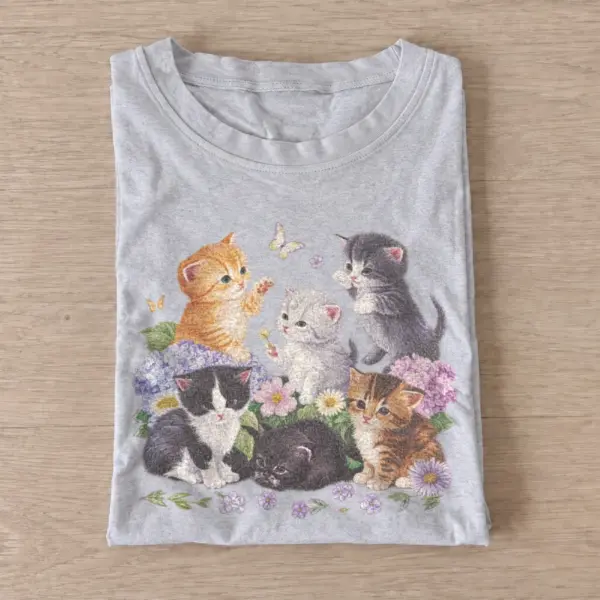 Flower kitten family graphic t shirt gray20flower kitten family.webp