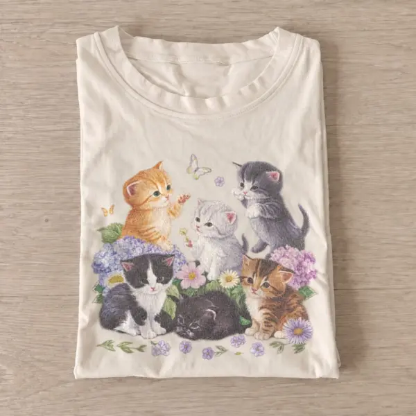 Flower kitten family graphic t shirt sand20flower kitten family.webp