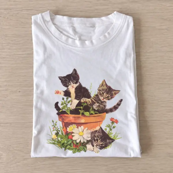 Flowerpot kitten trio t shirt white20flowerpot kitten trio.webp