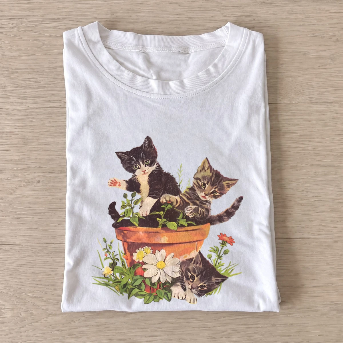 Flowerpot kitten trio t shirt white20flowerpot kitten trio.webp