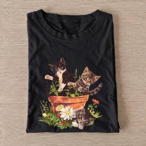 Flowerpot kittens t shirt black20flowerpot kittens.webp
