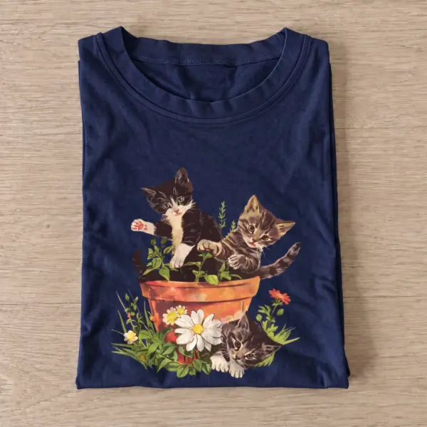 Flowerpot kittens t shirt navy20flowerpot kittens.webp
