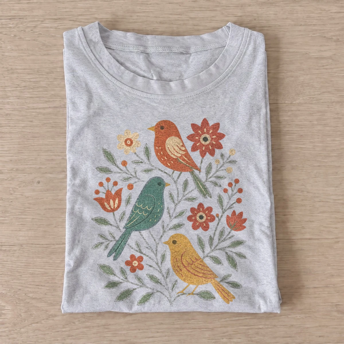 Folk garden birds t shirt gray20folk garden birds.webp