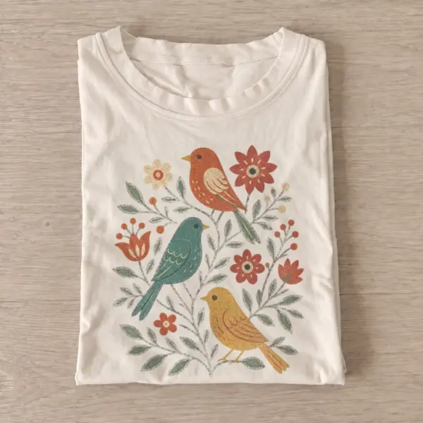 Folk garden birds t shirt sand20folk garden birds.webp