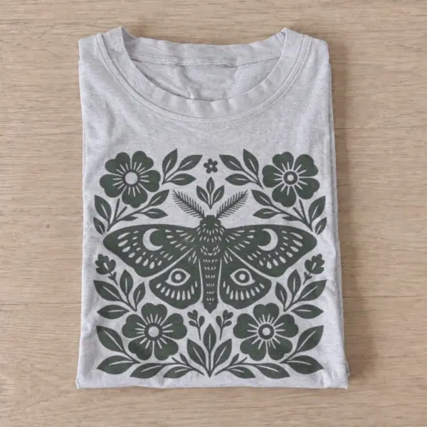 Folk moth botanical t shirt gray20folk moth.webp
