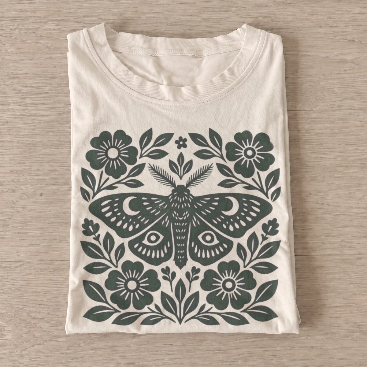 Folk moth botanical t shirt sand20folk moth.webp
