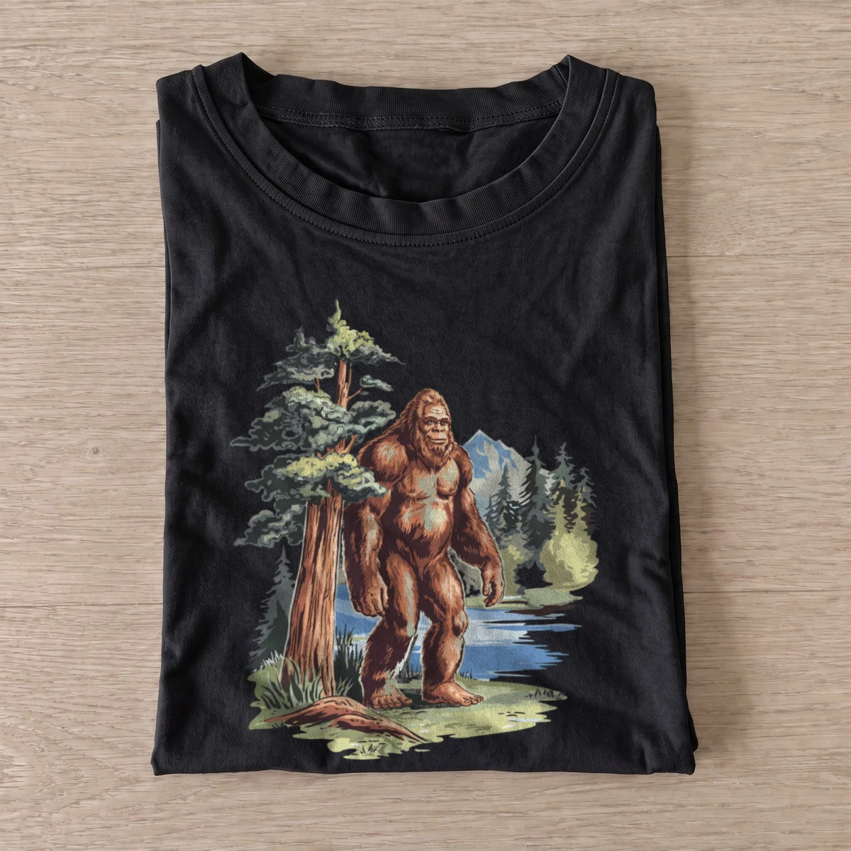 Forest bigfoot scene t shirt black20forest bigfoot scene.webp