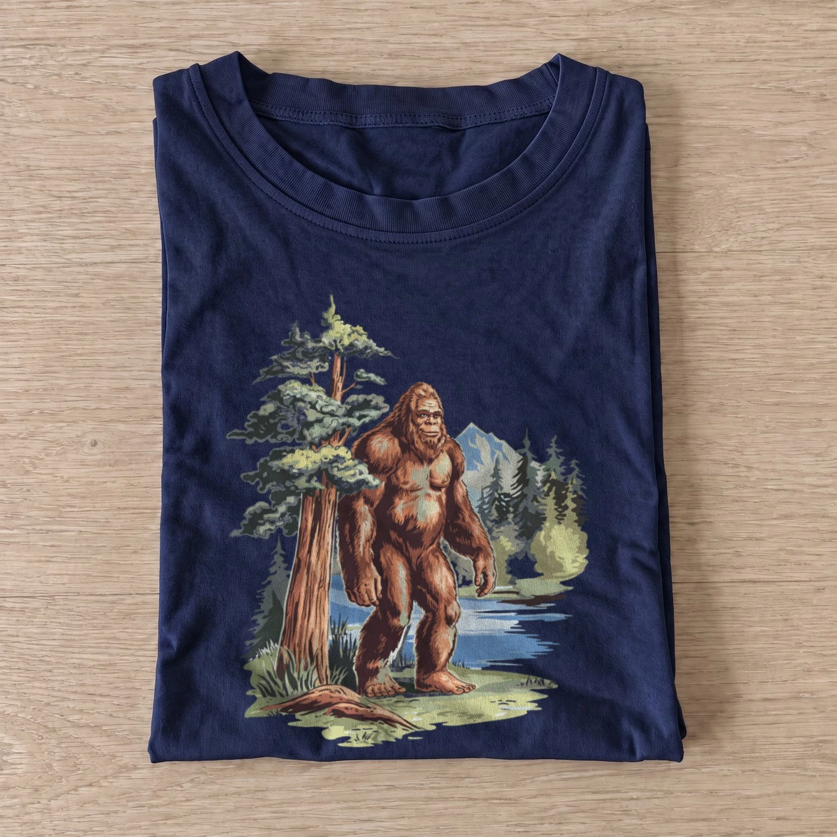 Forest bigfoot scene t shirt navy20forest bigfoot scene.webp