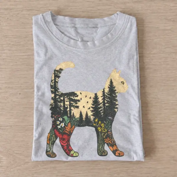 Forest cat silhouette t shirt gray20forest cat silhouette.webp