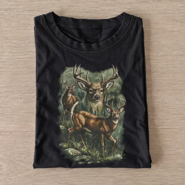 Forest deer graphic t shirt black20forest deer.webp