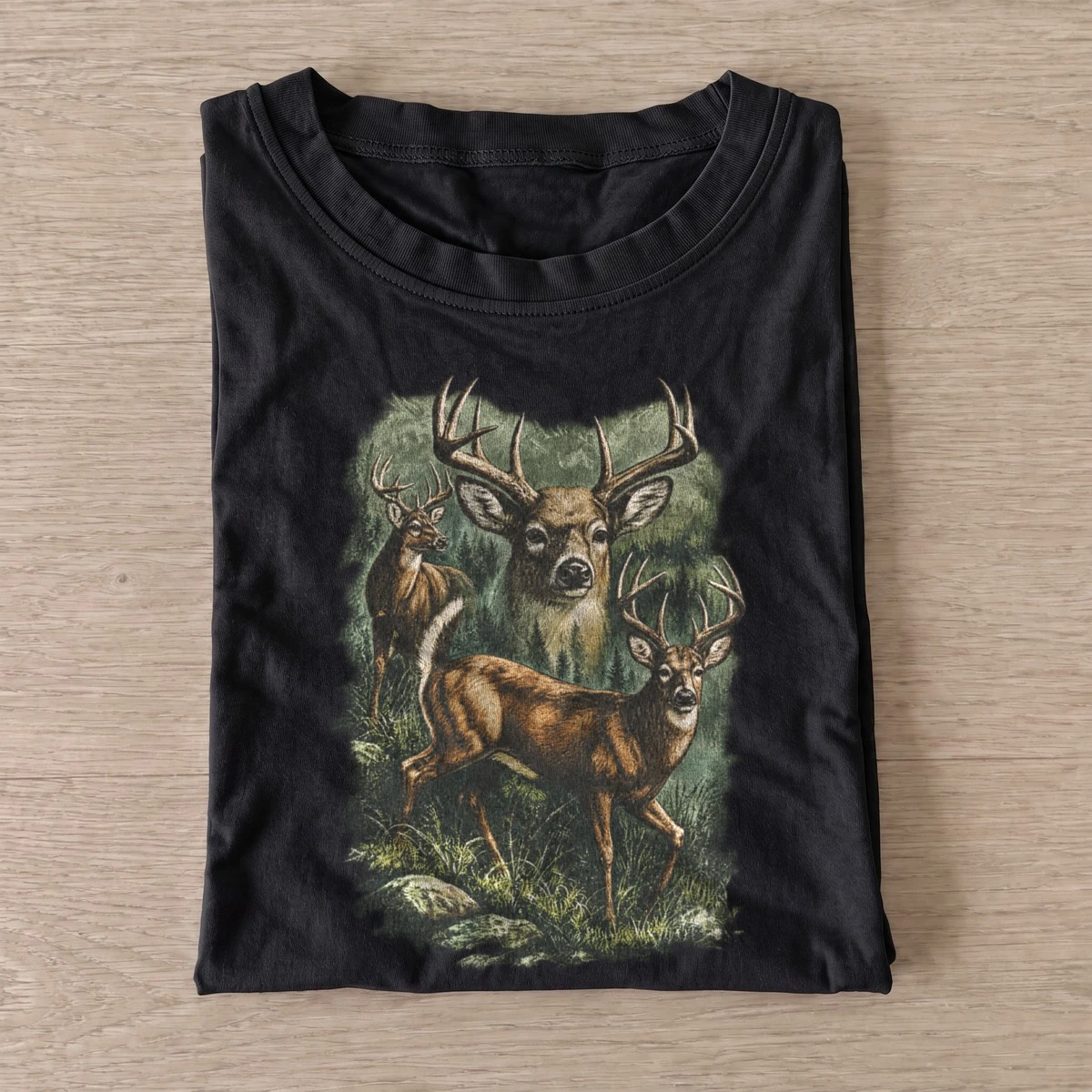Forest deer graphic t shirt black20forest deer.webp