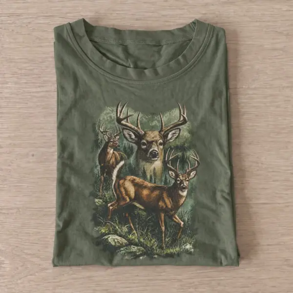 Forest deer graphic t shirt olive20forest deer.webp