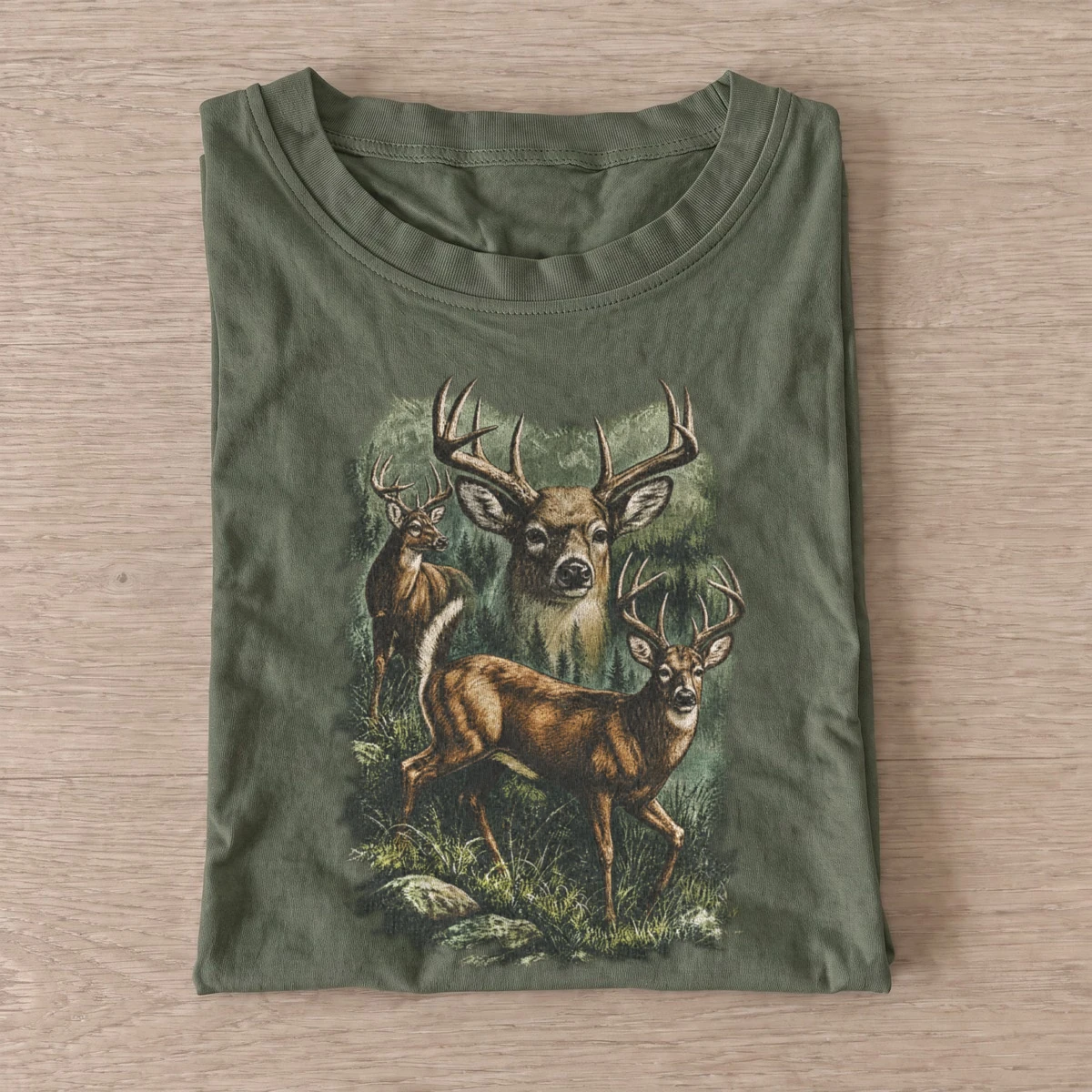 Forest deer graphic t shirt olive20forest deer.webp