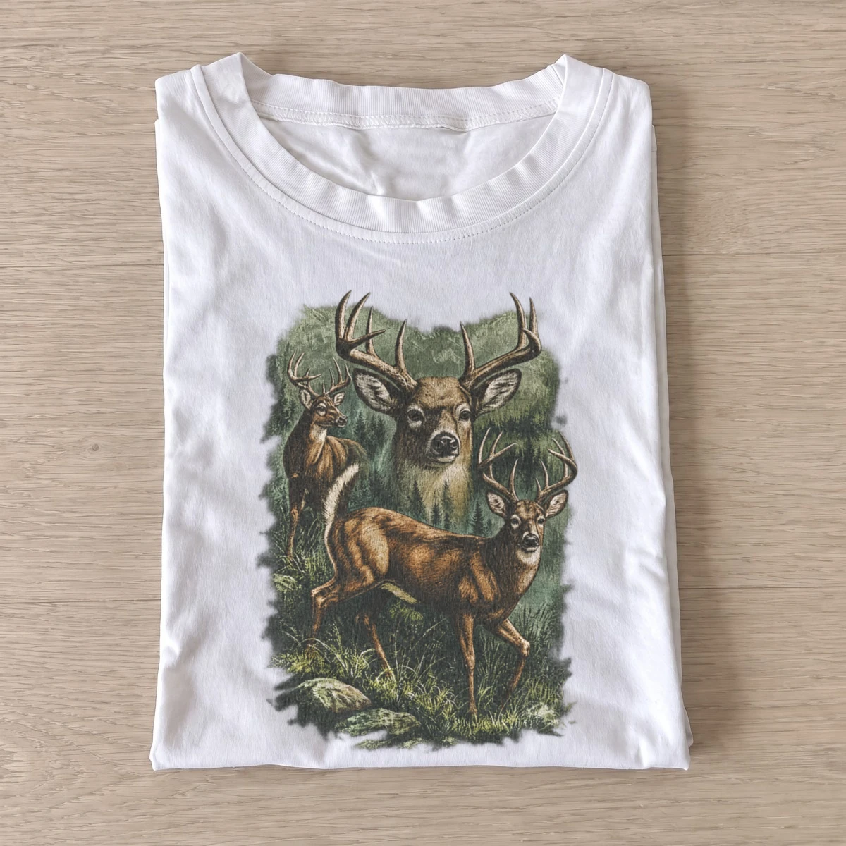 Forest deer graphic t shirt white20forest deer.webp