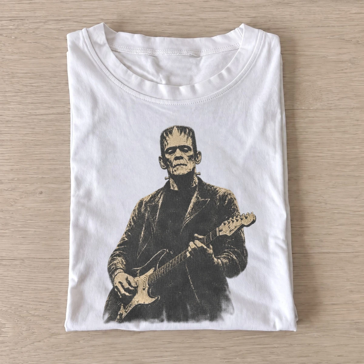 Frankenstein monster guitarist t shirt white20monster guitarist.webp