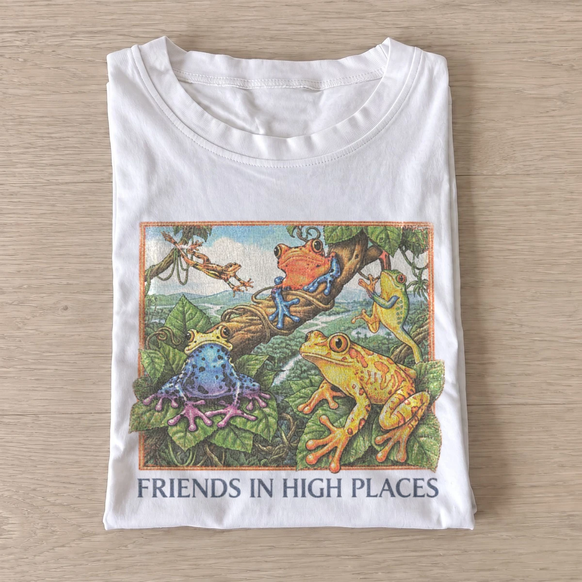 Friends in high places frogs t shirt white20high places frogs.webp