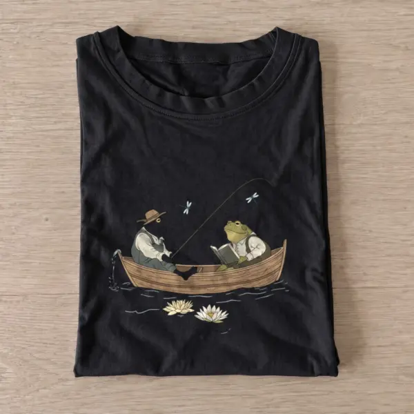 Frog fishing boat t shirt black20frog fishing boat.webp