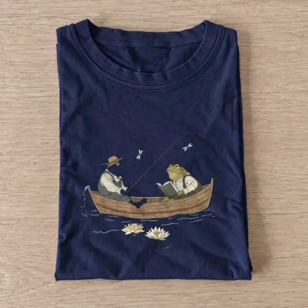 Frog fishing boat t shirt navy20frog fishing boat.webp