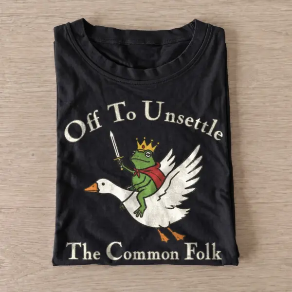 Frog king goose rider off to unsettle t shirt black20frog king goose rider.webp