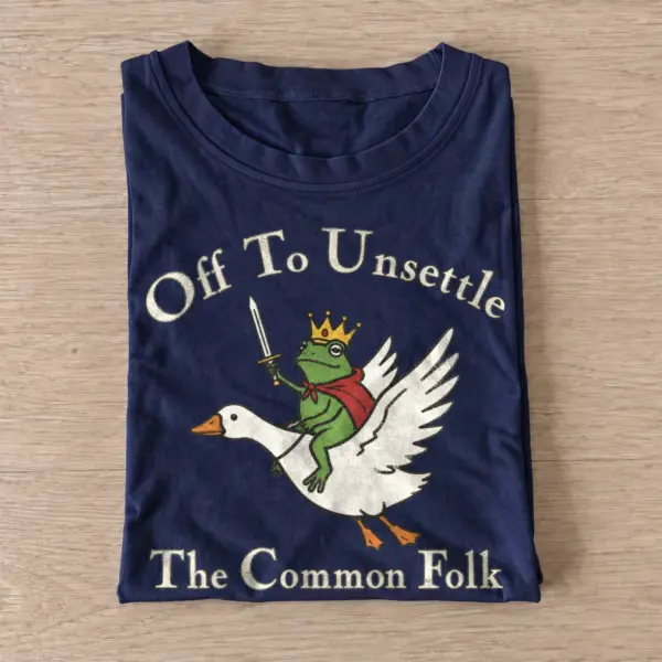 Frog king goose rider off to unsettle t shirt navy20frog king goose rider.webp