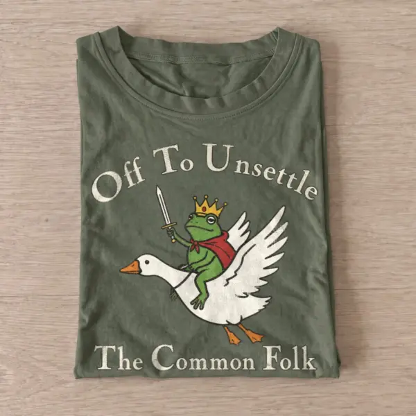 Frog king goose rider off to unsettle t shirt olive20frog king goose rider.webp